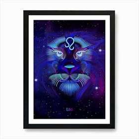 Leo Zodiac Sign — Zodiac neon signs Art Print