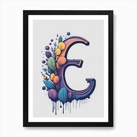 Colorful Letter E Illustration 33 Art Print