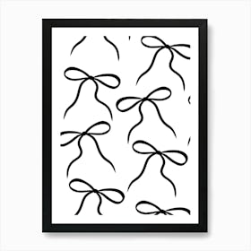 black Bows on a white background pretty Art Print