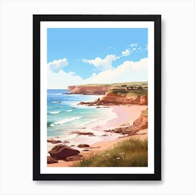 An Illustration In Pink Tones Of  Gracetown Beach Australia 3 Art Print