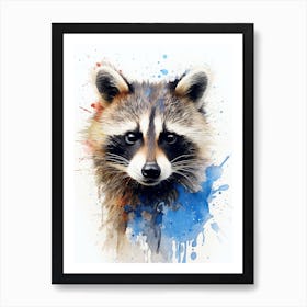 Raccoon Portrait Watercolour 1 Art Print