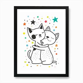 Two Cats Hugging 1 Art Print