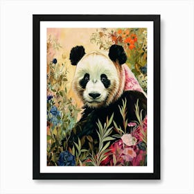 Floral Animal Painting Giant Panda 3 Art Print