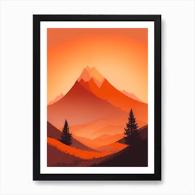 Misty Mountains Vertical Composition In Orange Tone 295 Art Print