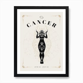 Cancer Zodiac Celestial Woman Art Print