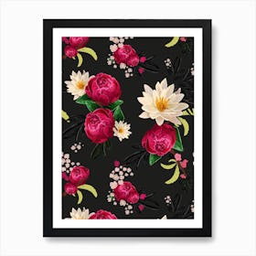 Pink Peony Lotus Art Print