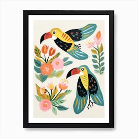 Folk Style Bird Painting Toucan 3 Art Print