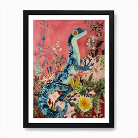 Floral Animal Painting Gecko 1 Art Print