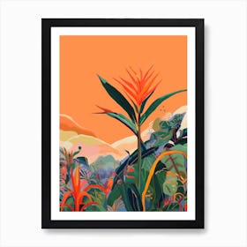 Boho Plant Painting Bird Of Paradise 1 Art Print