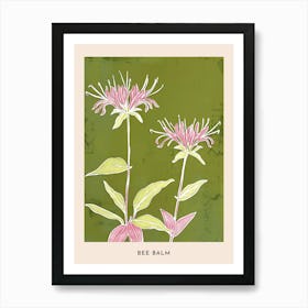 Pink & Green Bee Balm 2 Flower Poster Art Print