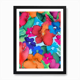 Rich Inky Florals Colourful Art Print