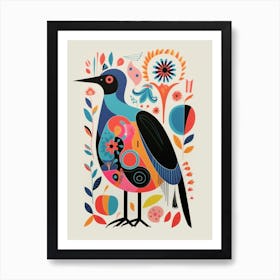 Colourful Scandi Bird Kiwi Art Print