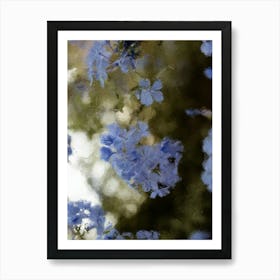 Blue Flowers Oil Painting  Art Print