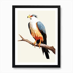 Colourful Geometric Bird Crested Caracara 2 Art Print