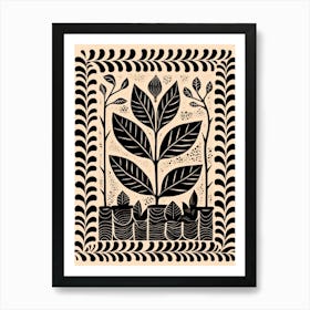 B&W Plant Illustration Zz Plant 18 Art Print