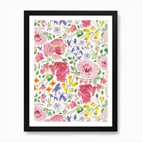 Watercolor Floral Pattern Art Print
