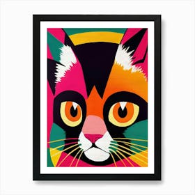 Cat Portrait Illustration Mid Century Modern Painting Reproduction (1) Art Print