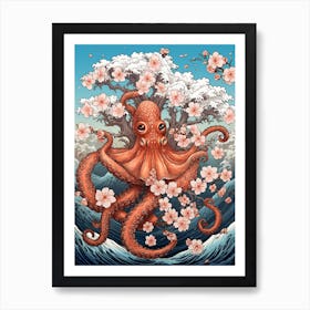 Day Octopus Japanese Style Illustration 4 Art Print