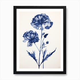 Blue Botanical Carnation 3 Art Print