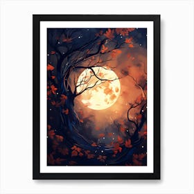 Full Moon In The Forest 1 Art Print