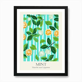 Marche Aux Legumes Mint Summer Illustration 10 Art Print