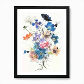 Nigella 2 Collage Flower Bouquet Art Print