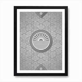 Geometric Glyph Sigil with Hex Array Pattern in Gray n.0064 Art Print