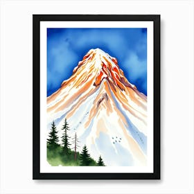 Watercolor Of A Mountain Art Print