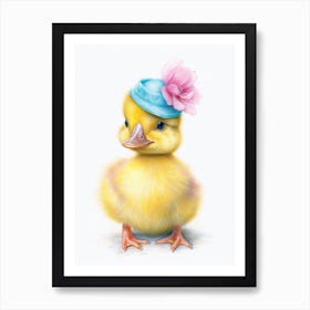 Duckling With A Flower On The Head Illustration 2 Art Print