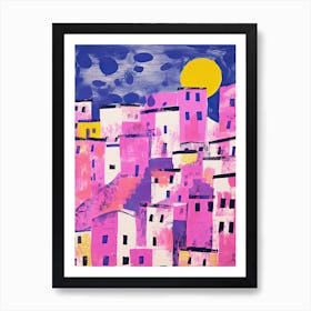 Amalfi Coast In Risograph Style 2 Art Print