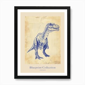 Dinosaur Blue Print Sketch 1 Poster Art Print