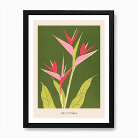 Pink & Green Heliconia 1 Flower Poster Art Print