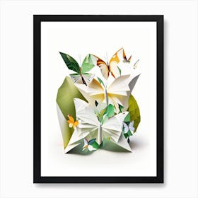 Butterflies In Botanical Gardens Origami Style 1 Art Print