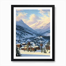Les Arcs, France Ski Resort Vintage Landscape 4 Skiing Poster Art Print
