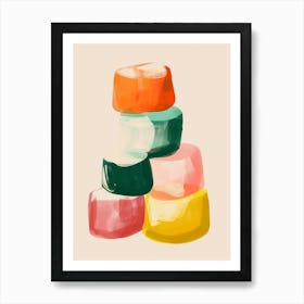 Stacked Minimalist Jelly Gouache Painting Art Print