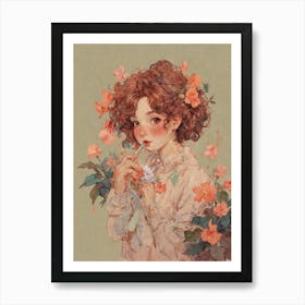 Girl With Flowers 8 Art Print