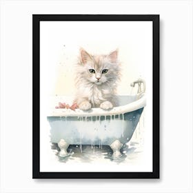 Turkish Cat In Bathtub Bathroom 2 Art Print