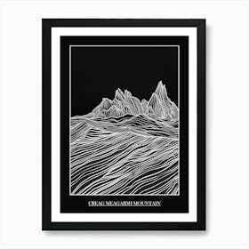 Creag Meagaidh Mountain Line Drawing 5 Poster Art Print