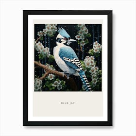 Ohara Koson Inspired Bird Painting Blue Jay 1 Poster Art Print