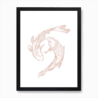 Red Koi Fish Art Print