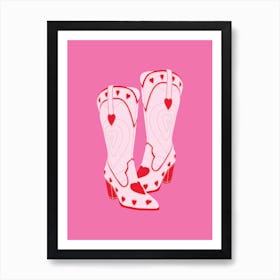 Howdy Cowgirl Boots Art Print