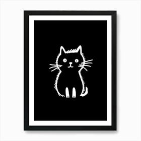 Black And White Cat Line Drawing 6 Art Print