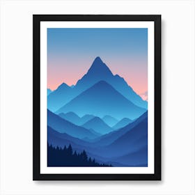 Misty Mountains Vertical Composition In Blue Tone 25 Art Print