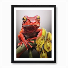 Red Tree Frog Botanical Realistic 1 Art Print