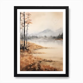 Lake In The Woods In Autumn, Painting 56 Art Print