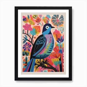 Colourful Scandi Bird Pigeon 2 Art Print