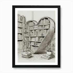 Heart Shaped Bookshelf 1 Art Print