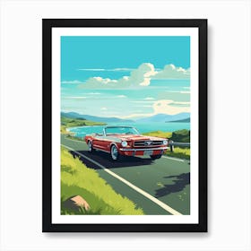 A Ford Mustang In Causeway Coastal Route Illustration 4 Art Print