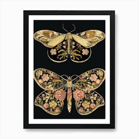 Dark Butterflies William Morris Style 2 Art Print