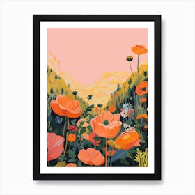 Boho Wildflower Painting Buttercup Ranunculus 2 Art Print